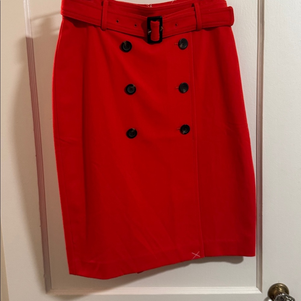 Ann Taylor Vibrant Red Skirt with Button Details and Belt